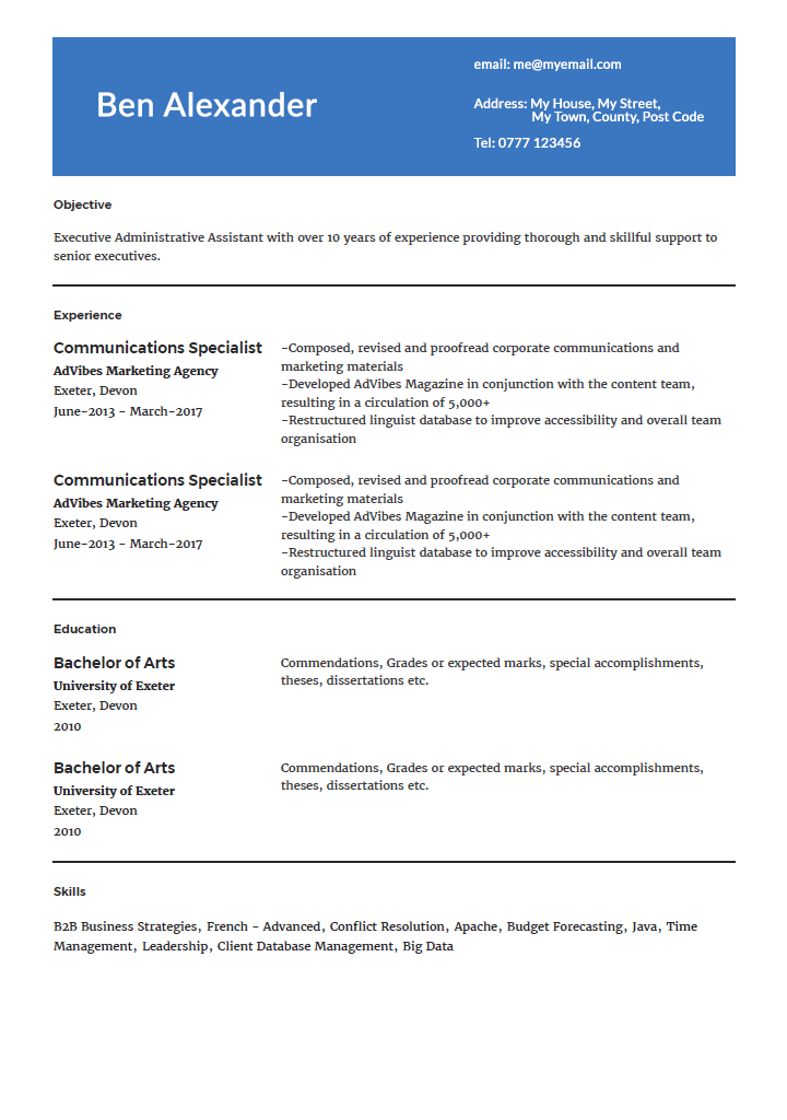 Digital CV Example Digital CV Example